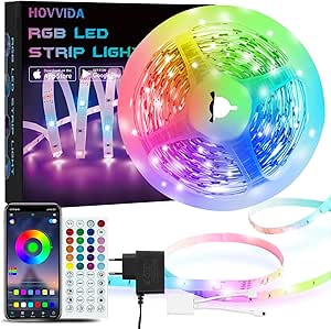 Ruban LED 5M, 30 LED/Mètre, 24V RVB Bande LED, 150 LED, APP et Télécommande